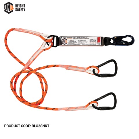 LINQ ROPE LANYARD DBL LEG 1 X SNAP HOOK 1 X T.A KARABINER 2M